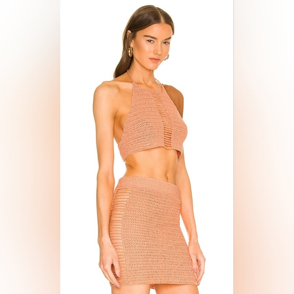 Michael Costello x REVOLVE Chiara Hand Crochet set Tangerine - Picture 5 of 6